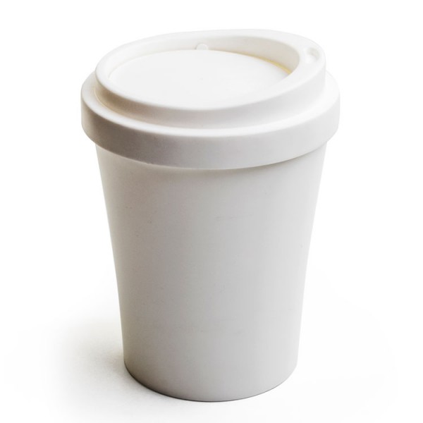 Qualy - Tischabfalleimer Mülleimer Papierkorb Einwegbecher Kaffeebecher -  Mini Coffee Bin weiß