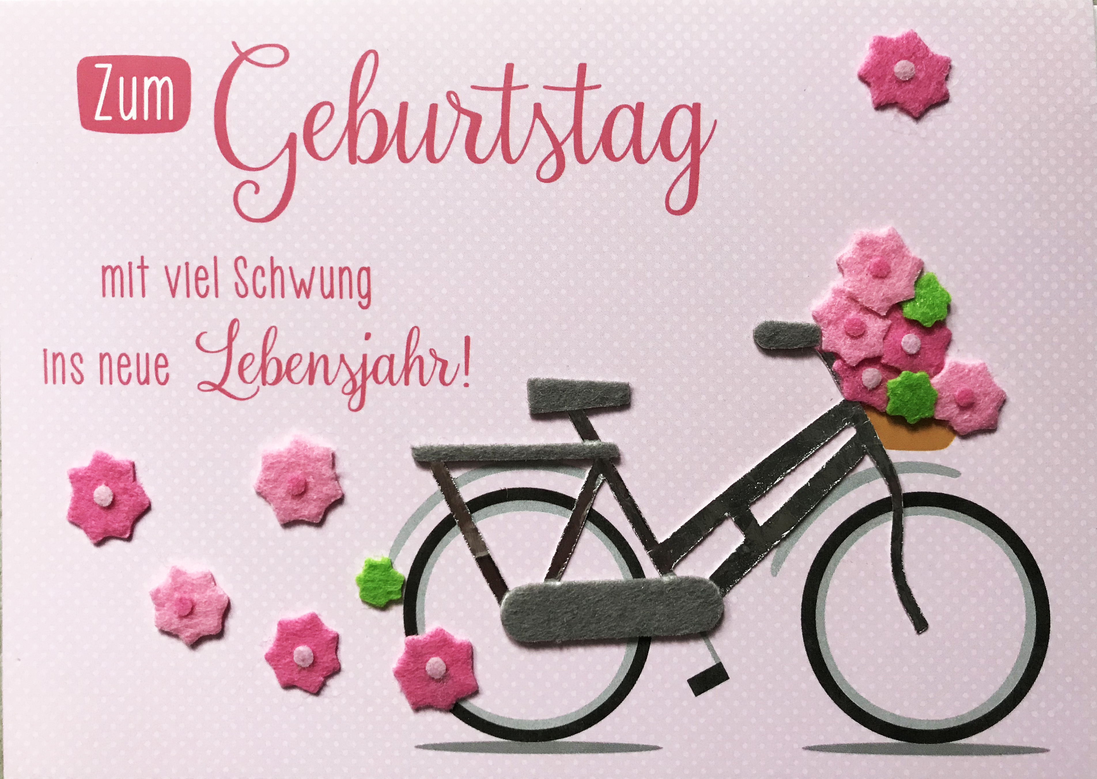 Gruss und Co Filzkarte Geburtstag Fahrrad Mit viel