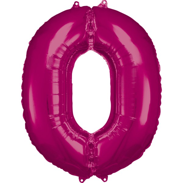 Amscan - Folienballon Heliumballon Zahl 0 - 86 cm - pink - ohne Helium